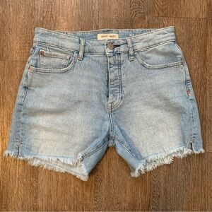 Warp + Weft Blue Jean Shorts High-Waisted Frayed Hem Size 8